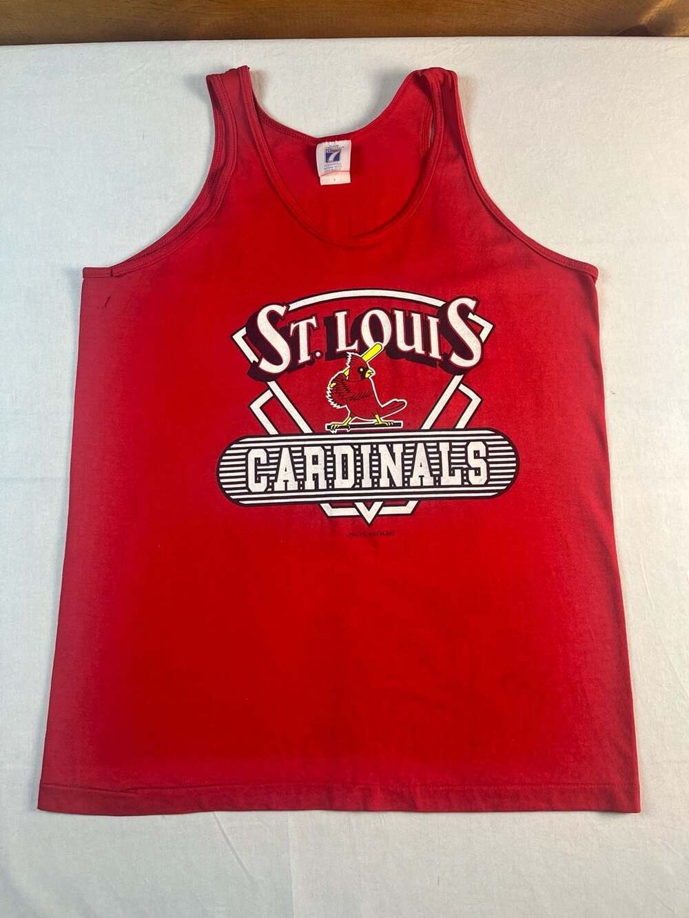 Vintage 1989 St. Louis Cardinals Logo 7 MLB Red Tank Top Single Stitch Hem USA